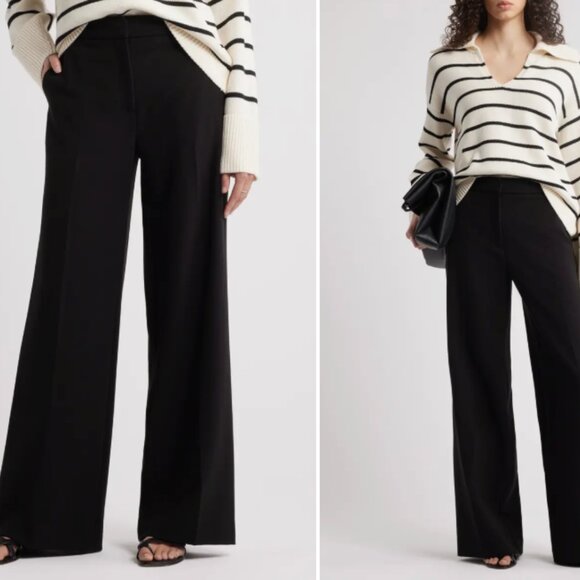 ✨2/$10✨ Nordstrom Flat Front Elastic Waist Wide Leg Pants - Picture 1 of 8